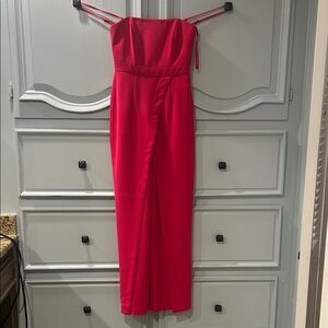 Elegant Hot Pink Strapless Pantsuit/ Dress